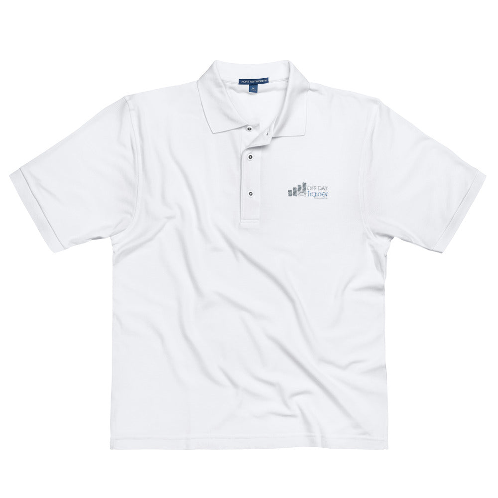 Off Day Trainer White Embroidered Polo Shirt